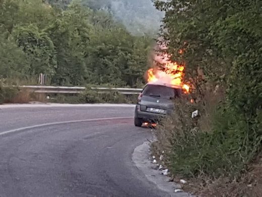 Целосно изгоре товарното возило на патот кај Дебриште, Росоманско