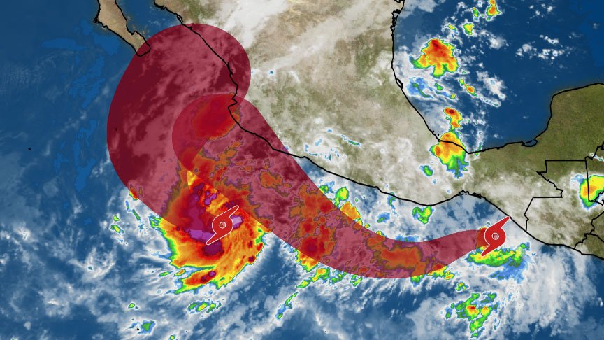 Две тропски бури се движат кон Мексико