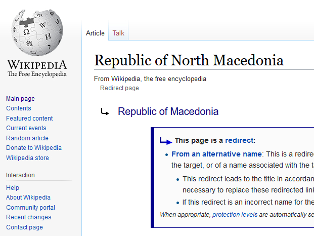 Република Северна Македонија и на Википедија