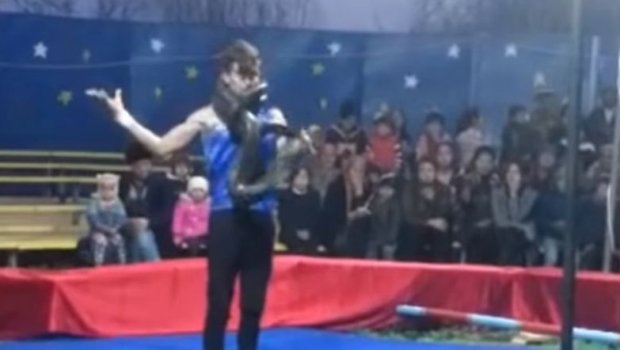 Ужас во циркус: Змија задуши млад човек додека  изведува  точка (ВИДЕО)