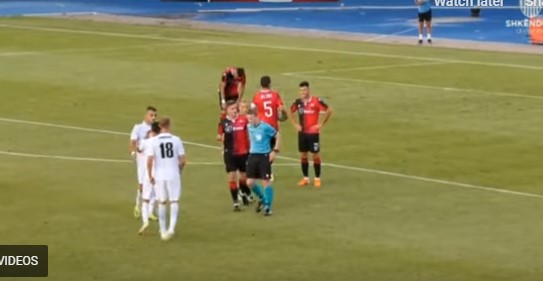 Срам во Луксембург: Шкендија испадна, Агим Ибраими удри со глава противнички играч (ВИДЕО)