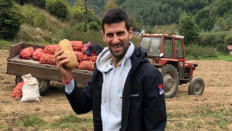 Ѓоковиќ на село меѓу своите се рехабилитира со берење компир (ФОТО)