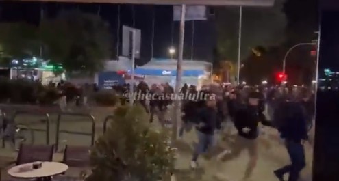 Албанската полиција се степа со навивачите на Рома (ВИДЕО)