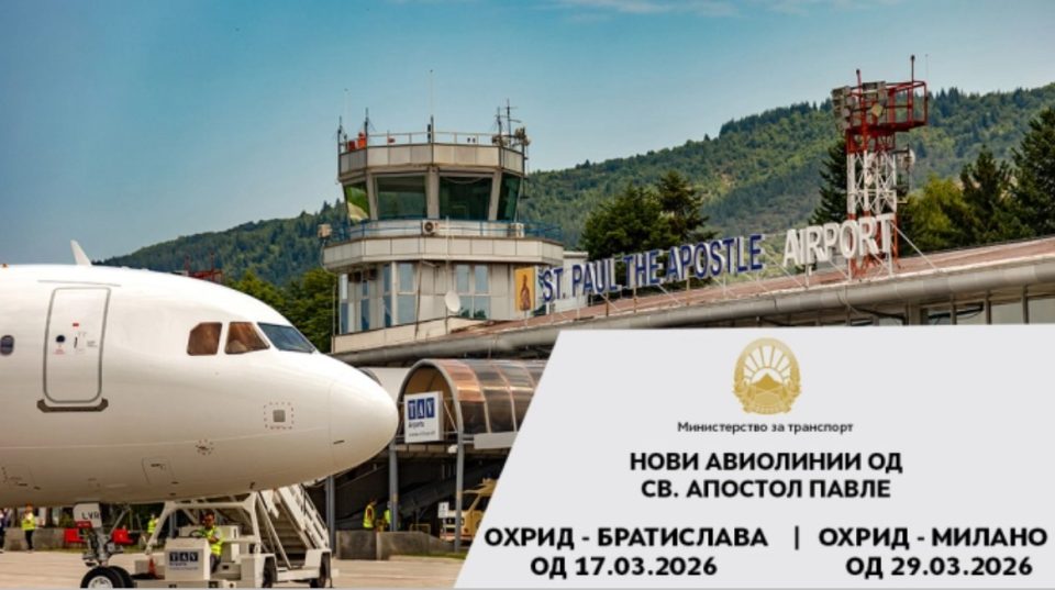 Директните линии од Охрид за Милано и Братилава ја поврзуваат Македонија со големите центри